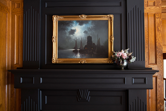 The-Makerista-Wood-Room-Fireplace-Black-Oil-Painting-Flowers - The Makerista